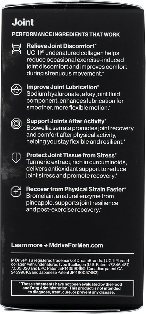 Mdrive Joint Support Supplement for Men - Supports Healthy Joint Function, Flexibility, Comfort & Mobility - Features UC-II Collagen, Turmeric Curcumin & Sodium Hyaluronate from Hyaluronic Acid, 30ct 5