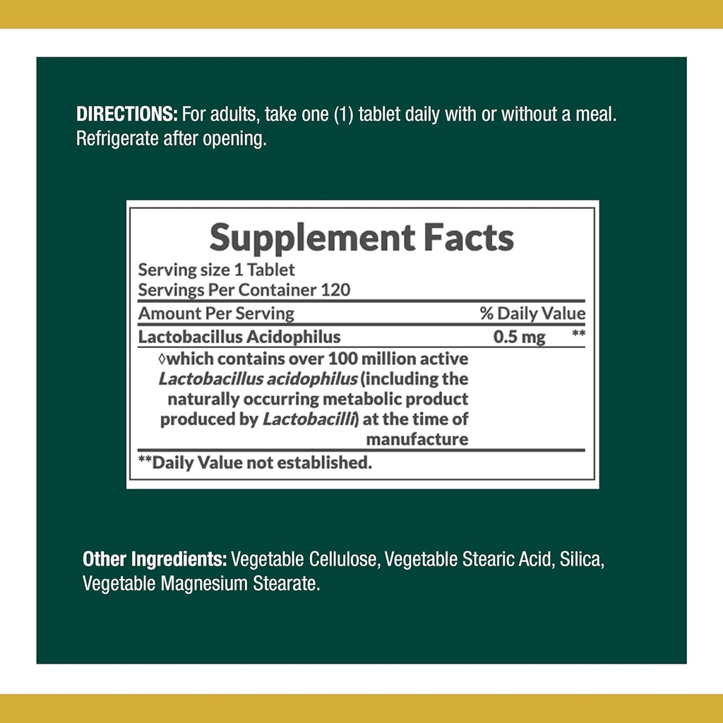 Nb Acidophilus Size 100s Nature's Bounty Acidophilus Probiotic Tablets 100 Count 4