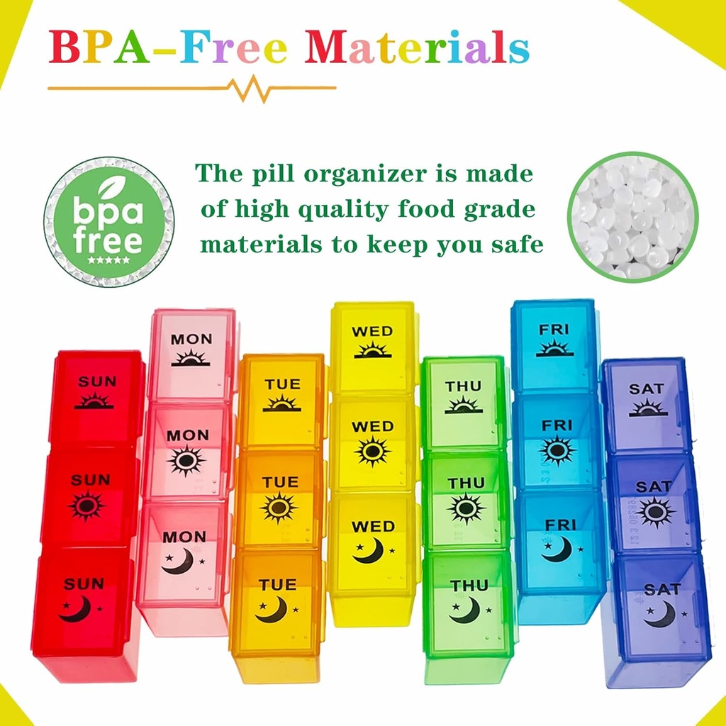 Weekly Pill Organizer 3 Times a Day, Large Pill Box 7 Day, Medicine Organizer Box, Pill Case Container, Daily Pill Organizer for Vitamins/Fish Oils. 6