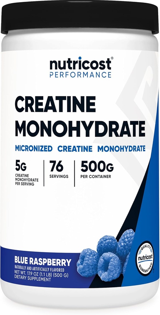 Nutricost Creatine Monohydrate Powder (Blue Raspberry), 500 Grams (1.1 LBS) 2