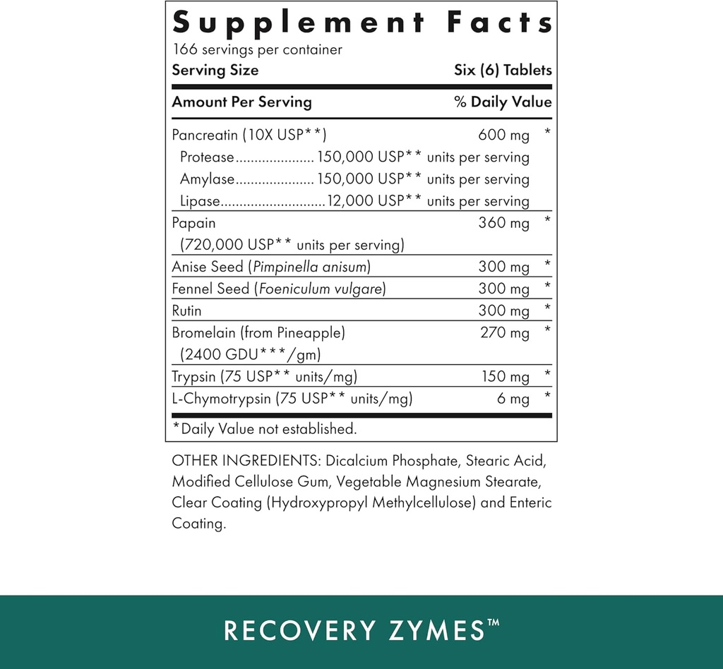 MICHAEL'S Health Naturopathic Programs Recovery Zymes - 1000 Enteric Coated pH Stable Tablets - Proteolytic Enzyme Supplement - Supports Natural Inflammatory Response - 166 Servings 3