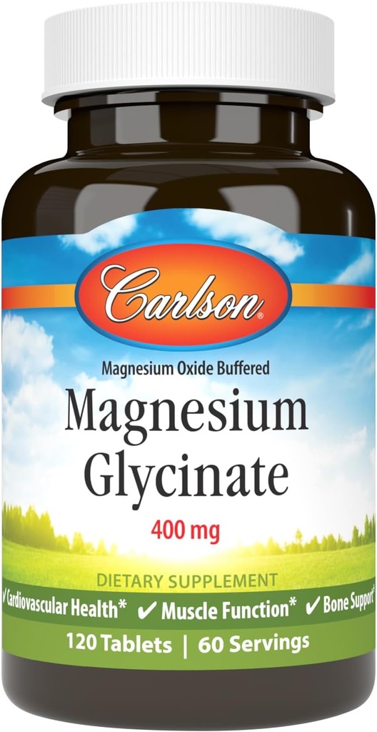 Carlson - Magnesium Glycinate, 200 mg, Superior Absorption, Heart Health, Muscle Function, Bone Support, 120 Tablets 2