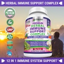 Immune Support Herbal Supplement - 12 in 1 Daily Immune Defense Booster - Garlic, Ginger, Elderberry, Holy Basil, Green Tea Extract, Milk Thistle, Mushroom & Panax Ginseng - 90 Vegan Capsules Pills 3