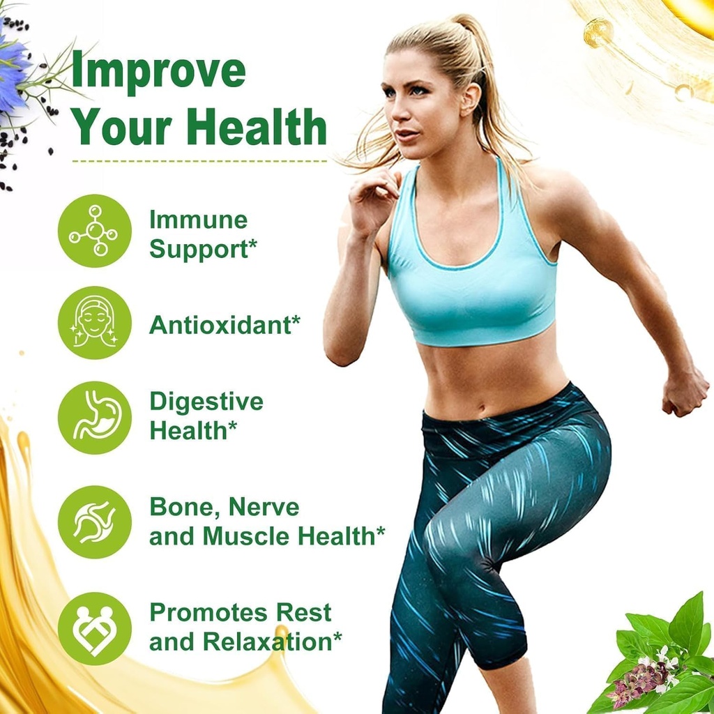 Nature's live Oil of Oregano with Black Seed Oil, 2 in 1 Oregano Supplement for Immune Health, Retains High Concentrated Carvacrol & Thymoquinone, Non-GMO, 60 Softgels, 1 Pack 5