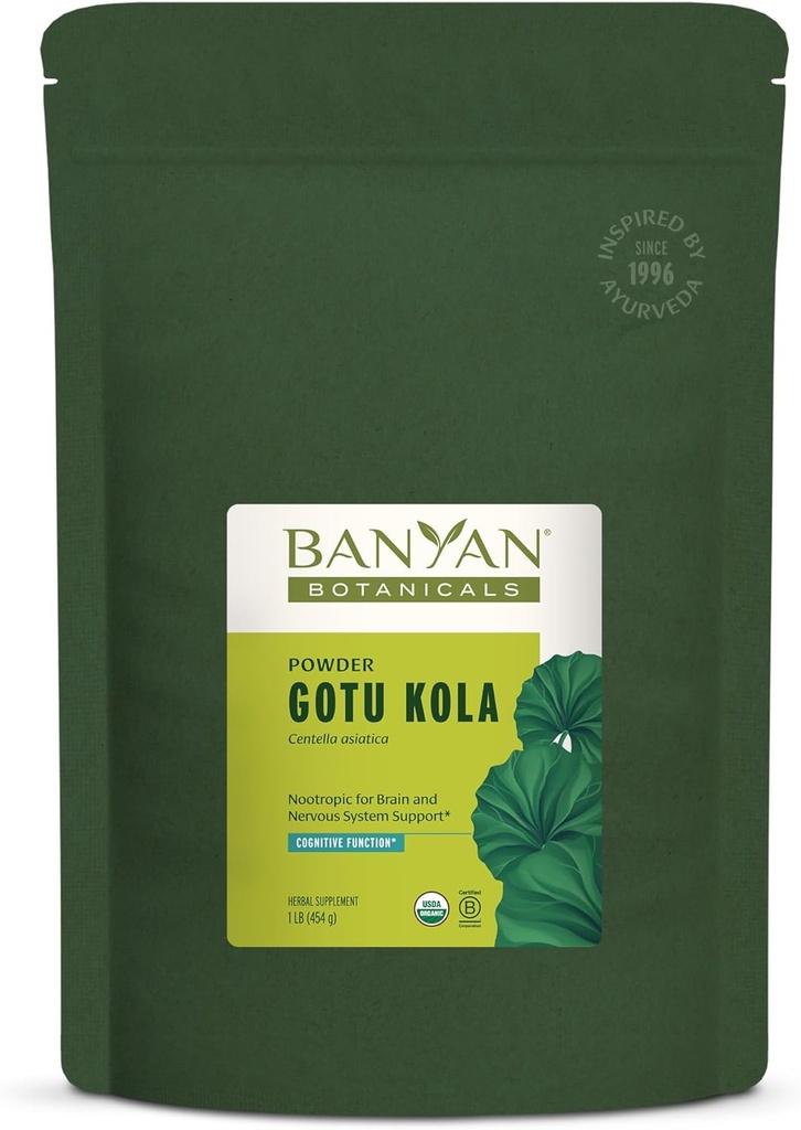 Banyan Botanicals Gotu Kola Powder – Organic Brahmi (Centella Asiatica) – Calming Nootropic Herb for Nervous System Support & Healthy Skin* – 1 lb. – Non-GMO Sustainably Sourced Vegan 2