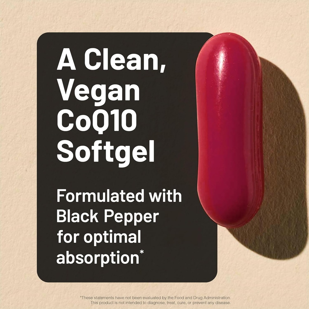 NatureWise CoQ10 200mg + Black Pepper Softgels - High Absorption Coenzyme Q10 + Black Pepper - Antioxidant for Heart Health + Cellular Energy - Vegan, Non-GMO, Gluten-Free - 30 Count[30-Day Supply] 4