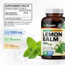 BIO KRAUTER Lemon Balm Capsules 1500 mg - 250 Count - Vegan Melissa Herbal Supplement - Natural Relaxation Support - Lemon Balm Leaf 4