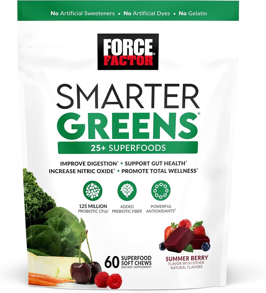 Force Factor ProbioSlim Apple Cider Vinegar Gummies with Organic, LactoSpore & Smarter Greens Superfood Chews, Greens and Superfoods with Probiotics, Antioxidant 6