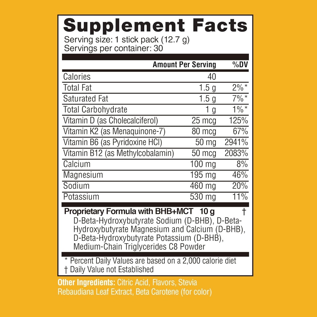Real Ketones MCT & BHB Exogenous Ketones Drink Mix Packets Elevate Keto Electrolytes Powder Packets No Sugar with 4 Main Electrolytes Plus Hydrating Proprietary Keto BHB - 30 Pack Lemon Twist 5