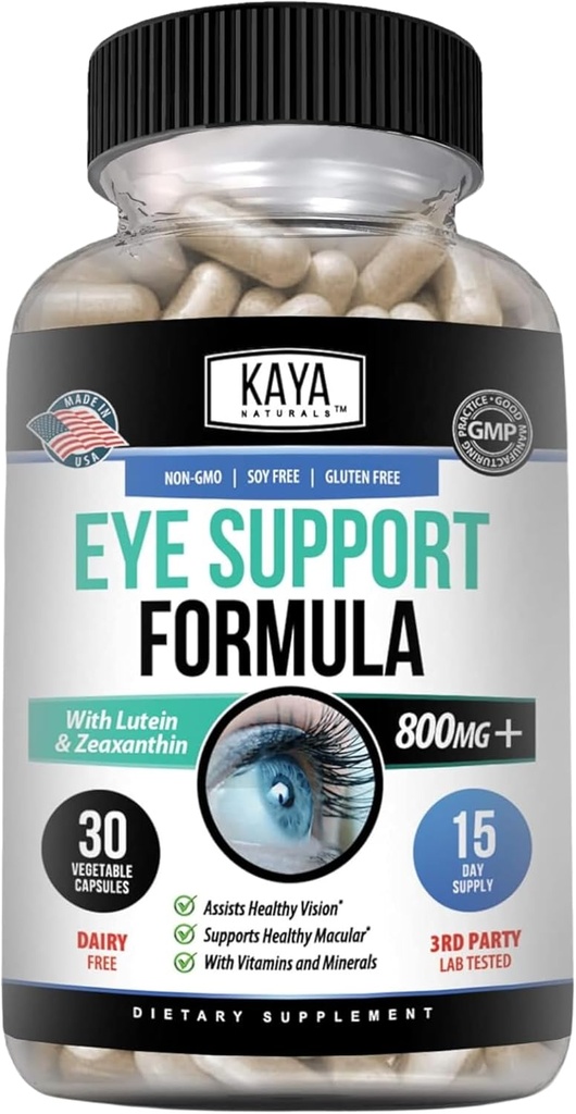 Kaya Naturals Eye Health Supplement, Lutein and Zeaxanthin, Vision Health, Eye Strain Support 800 mg Vitamin Supplement 30 Capsules 2