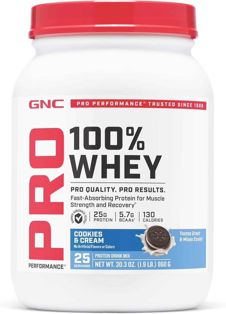 GNC Pro Performance 100% Whey Protein Powder 2.0, Fast Absorbing for Muscle Strength and Recovery, Cookies and Cream, 25 Servings 5