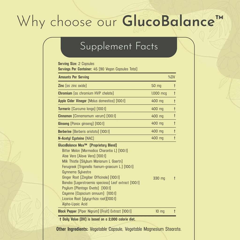Ceylon Cinnamon Ginseng Berberine Turmeric Apple Cider Vinegar Chromium Zinc N-Acetyl Cysteine Milk Thistle Cayenne Banaba Fenugreek Gymnema Sylvestre 20 in 1 Made in The USA - 90 Capsules 3