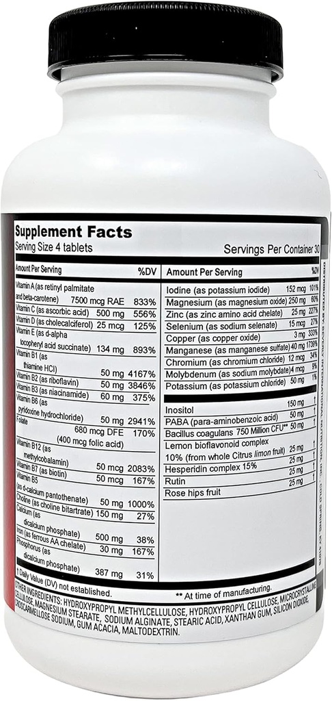 Beverly International Fit Tabs Daily Multi-Vitamin/Mineral with Iron Peptonate,120 Tablets. (30 Servings) Notice The Difference. Don’t Miss Out on The Healthy Benefits. Your Mind & Body is Priority. 3
