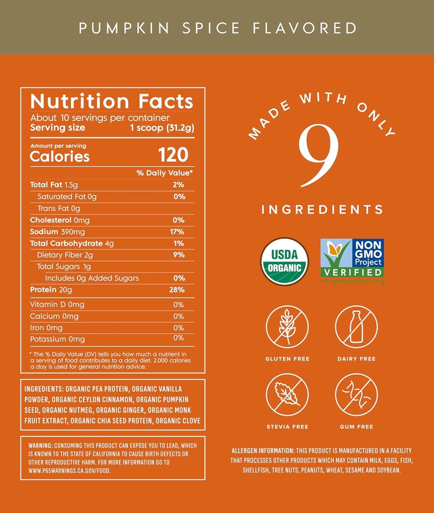 Truvani Vegan Pea Protein Powder | Pumpkin Spice | 20g Organic Plant Based Protein | 10 Servings | Keto | Gluten & Dairy Free | Low Carb | No Added Sugar 3