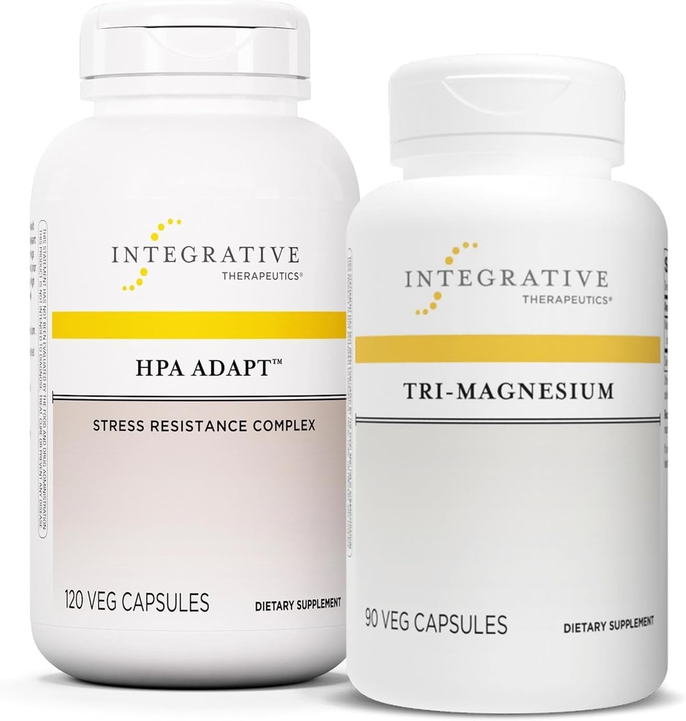 Integrative Therapeutics Bundle with Tri-Magnesium, 90 Capsules & HPA Adapt, 120 Vegan Capsules - Supports Heart Function & Bone Health* - Support Healthy Stress Response with Ashwagandha* 2