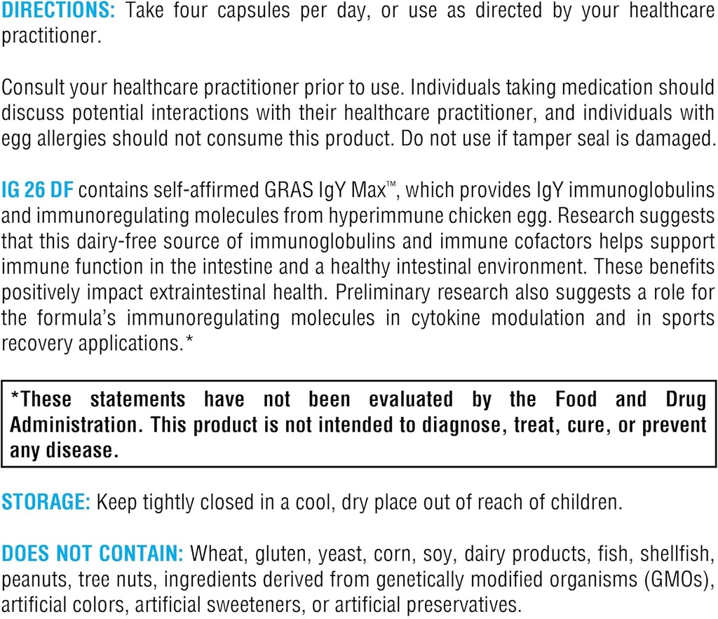 XYMOGEN IG 26 - Immunoglobulin Supplement with IgY Max - Dairy-Free Colostrum Alternative Derived from Hyperimmune Egg - Cytokine Balance & Immune Support - Formerly IG 26 DF (120 Capsules) 6