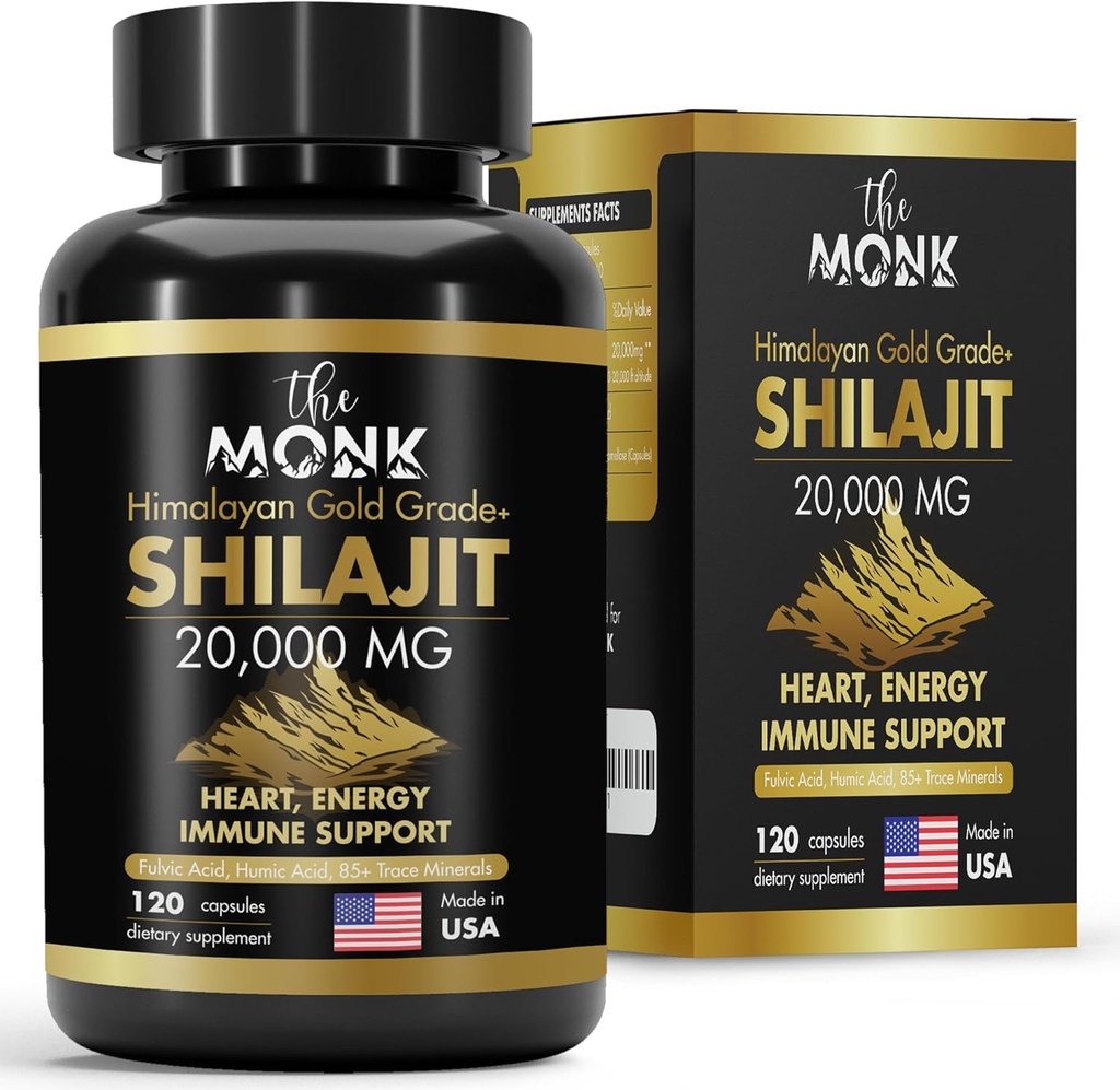 Organic Shilajit with Fulvic Acid, Humic Acid, 85+ Minerals- Gold Grade Plus - Same as Resin - Energy, Stamina, Brain Support - 120 Capsules - Made in The USA 2