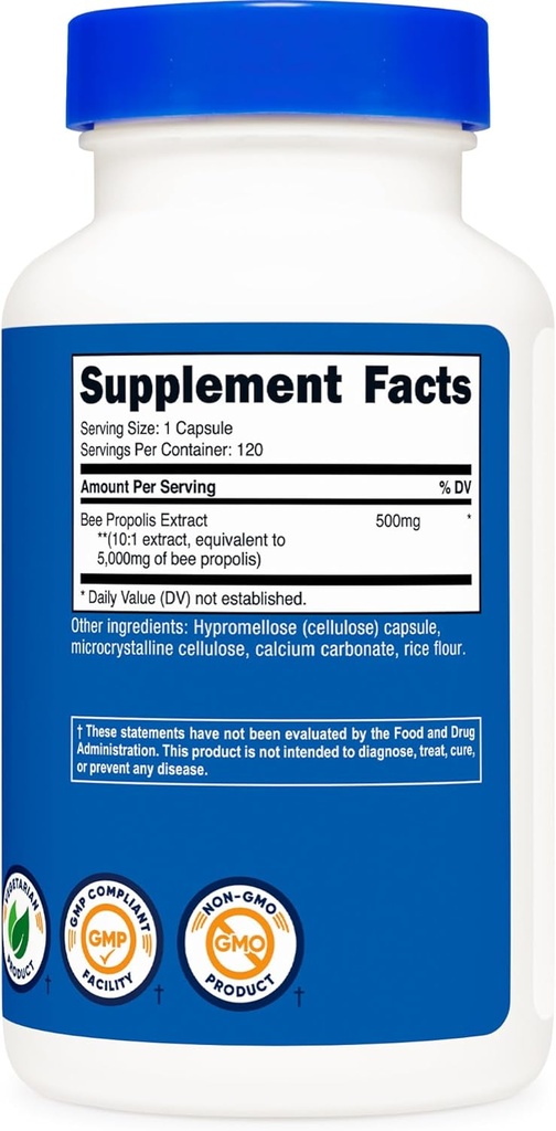 Nutricost Bee Propolis 10:1 Extract 5,000mg Equivalent, 120 Capsules - Gluten Free, Non-GMO, Vegetarian Dietary Supplement, from 500mg of 10:1 Extract 6