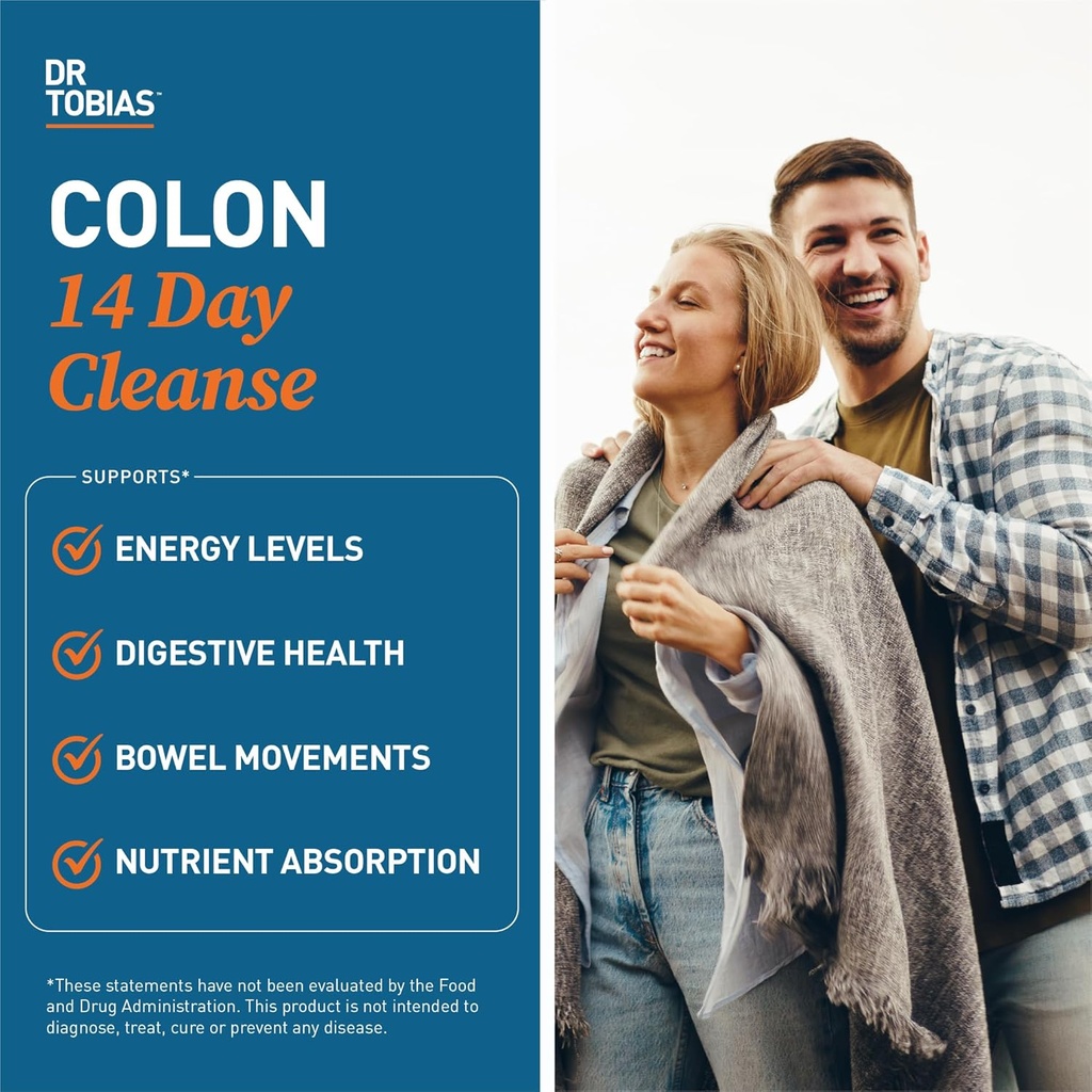 Dr. Tobias Colon 14 Day Cleanse, Advanced Gut Cleanse Detox for Women & Men with Cascara Sagrada, Psyllium Husk, Senna Leaf & Probiotics, Non-GMO Colon Cleanse, 1 Bottle of 28 Capsules (1-2 Daily) 4