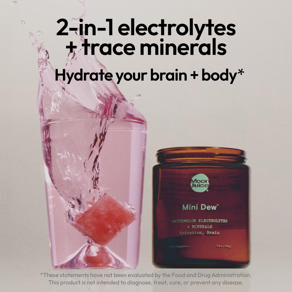 Moon Juice Mini Dew Electrolytes Powder - Sugar Free Minerals & Electrolyte Hydration Powder for Instant Hydration & Brain Support - Magnesium, Calcium, Potassium, Pink Salt, Watermelon, 30 Servings 3