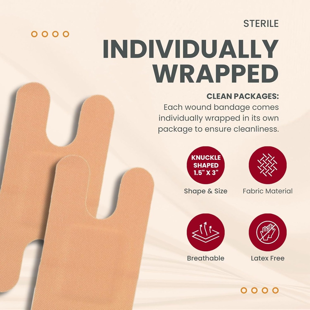 Dealmed Fabric Knuckle Flexible Adhesive Bandages – 100 Count (1 Pack) Bandages with Non-Stick Pad, Latex Free, Wound Care for First Aid Kit, 1 1/2" x 3" 5