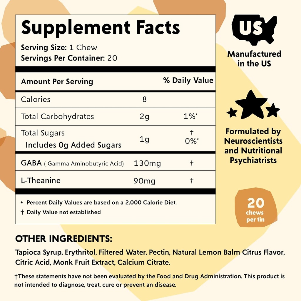 PYM Citrus Mood Chews Support for Stress, Worry & Overwhelm, 120 Count | 130mg GABA, 90mg L-Theanine | Vegan, Non-GMO, Gluten-Free, No Added Sugar | All-Natural Mood Balance Supplement Made in USA 3