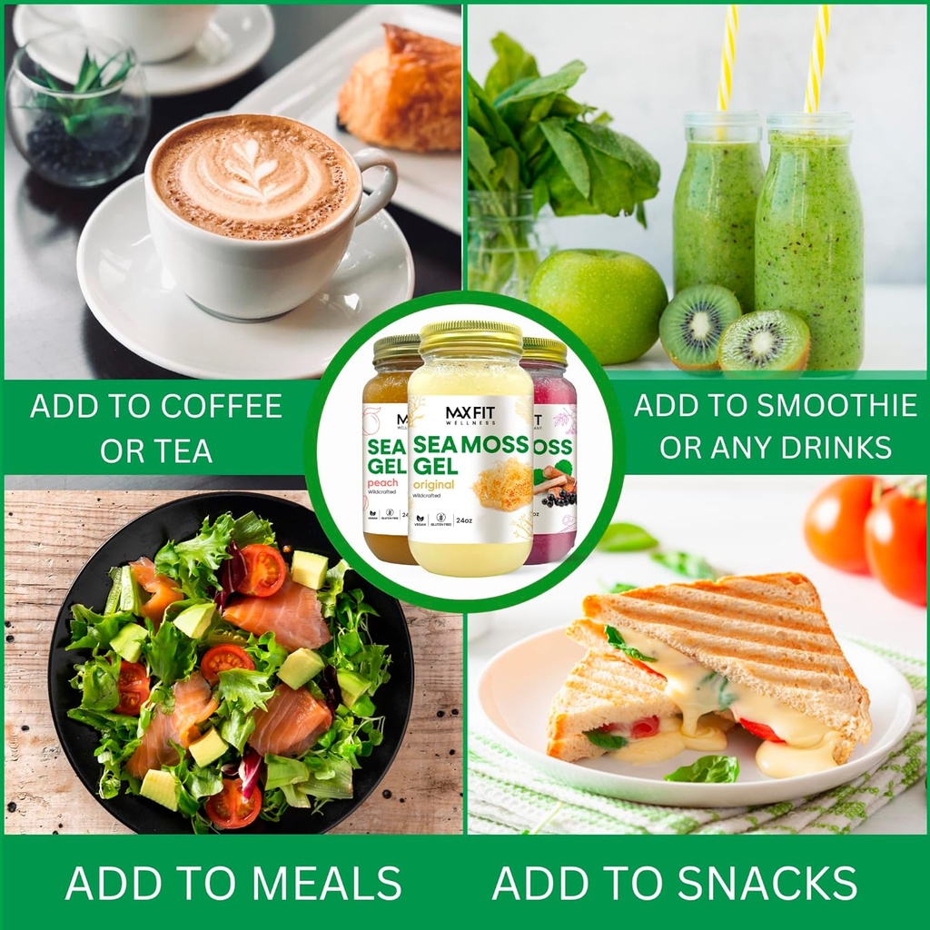 MAX FIT Sea Moss Gel Raw (12 Flavors) 24oz Wildсrafted Gold Sea Moss Gel from Saint Lucia | 92 Vitamins and Minerals | Pure Raw+Non-GMO | Vegan Superfood 6