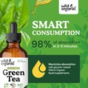 Wild & Organic Green Tea Extract Liquid Drops - Antioxidant-Rich Green Tea Supplement - 2-Month Supply - Vegan, Sugar & Alcohol-Free Camellia Sinensis Tincture - 4 fl oz 5