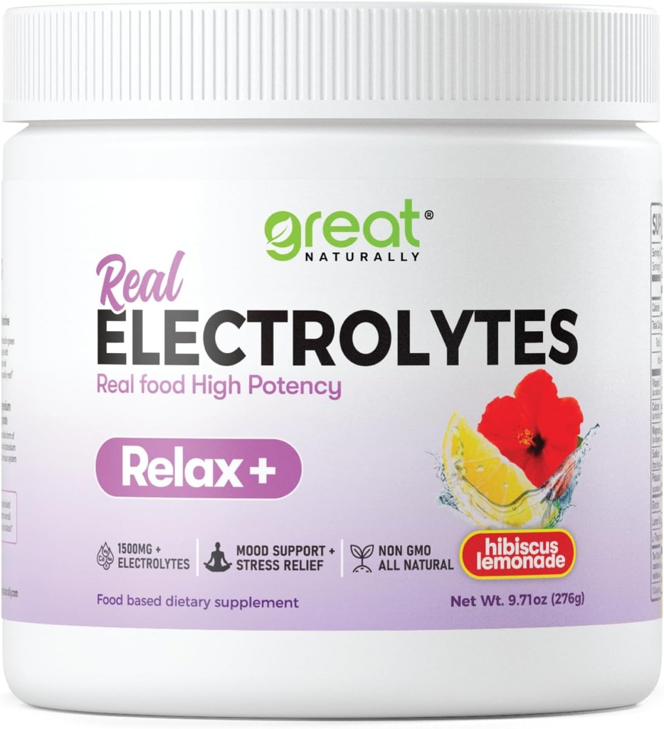 Relax+ Hibiscus Lemonade Calming electrolyte supplement: Hydration & Mood Support for Relaxation, Stress relief, Adrenal & Cortisol support – Glycine, L-Theanine, Lemon balm – USA made 2