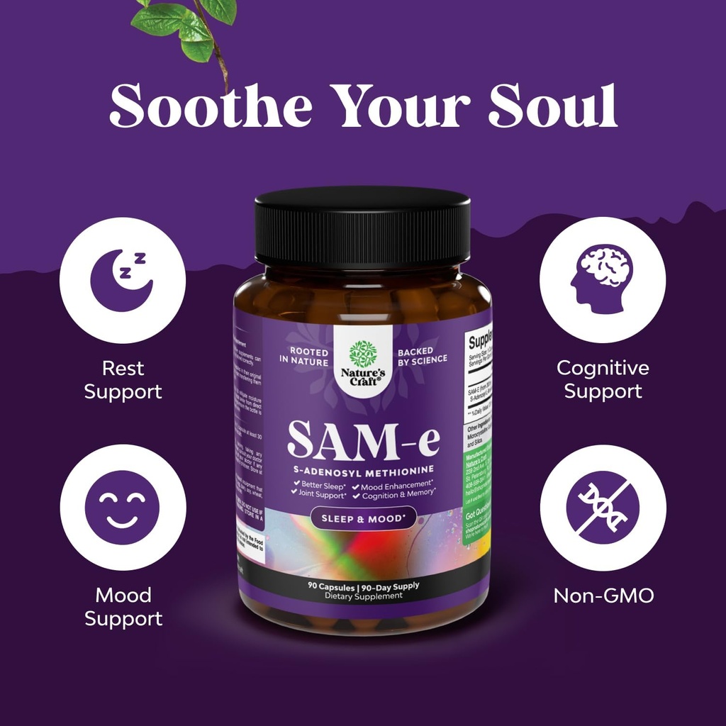 Bundle of Pure SAM-E Nootropic Brain Supplement and Organic Irish Sea Moss Capsules -Immune Support and Mood Support Supplement - Sea Moss and Bladderwrack Capsules with Burdock Root Superfood Blend 5