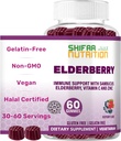SHIFAA NUTRITION Vegan Black Sambucus Elderberry Gummies | Non-GMO | 60 Gummies, 30 Serving w/ 100mg Elderberry, 90mg Vitamin C, 7.5mg Zinc | Immune Support, Antioxidant Flavonoids Halal Vitamins 2