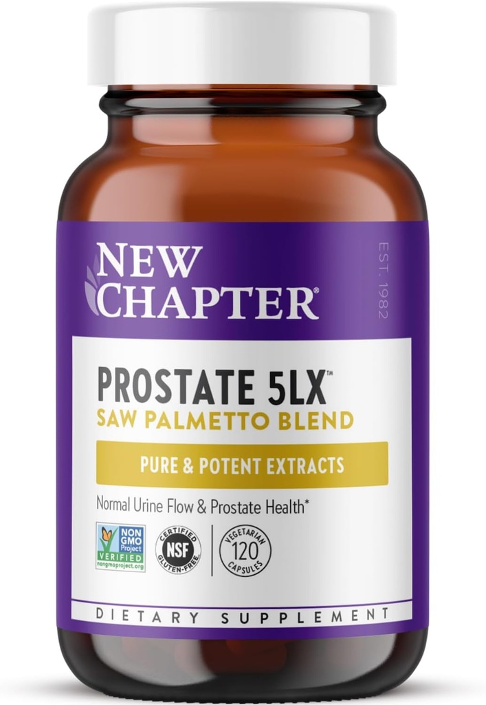 New Chapter Prostate Supplement - Prostate 5LX™ with Clinical Strength Saw Palmetto + Fermented Selenium for Men’s Wellness - 120 ct Vegetarian Capsule 2