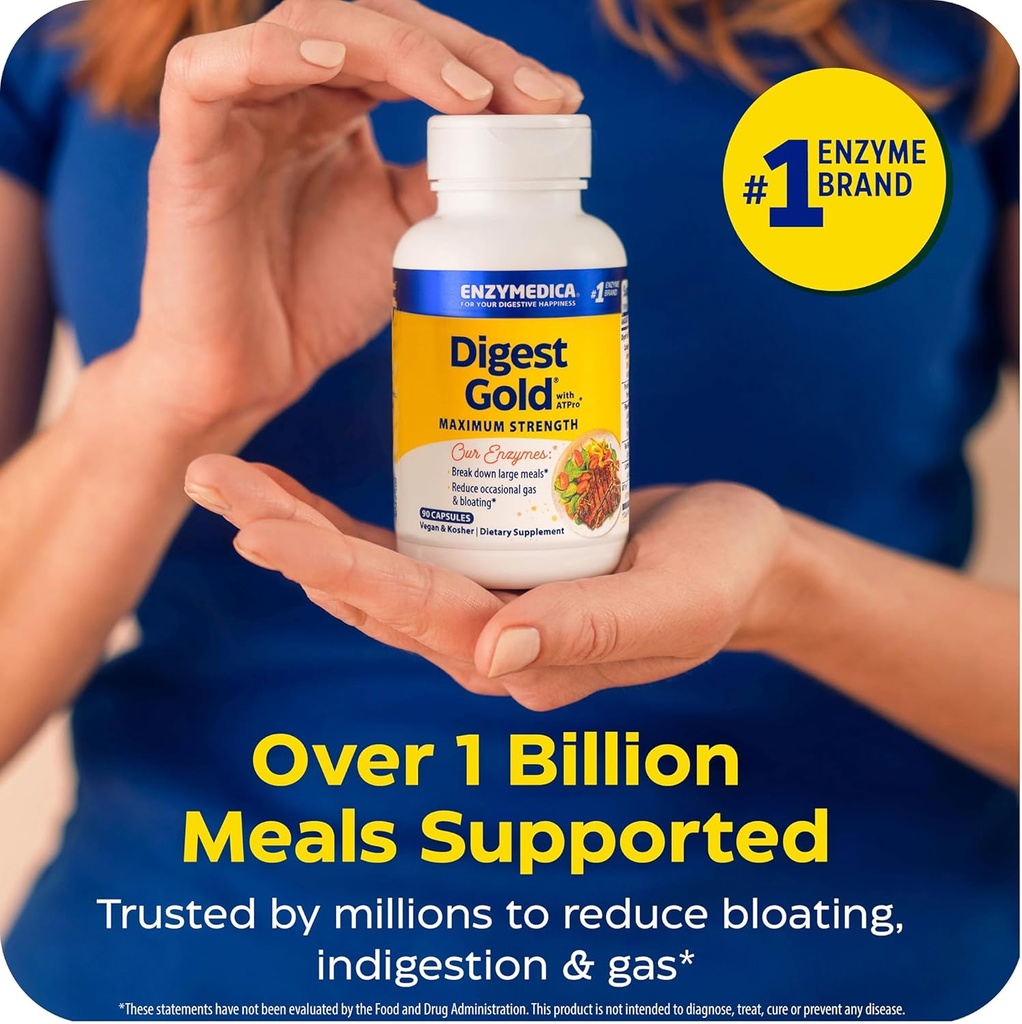 Enzymedica Digest Gold + ATPro, Maximum Strength Enzyme Formula, Prevents Bloating and Gas, 14 Key Enzymes Including Amylase, Protease, Lipase and Lactase, 240 Capsules 6