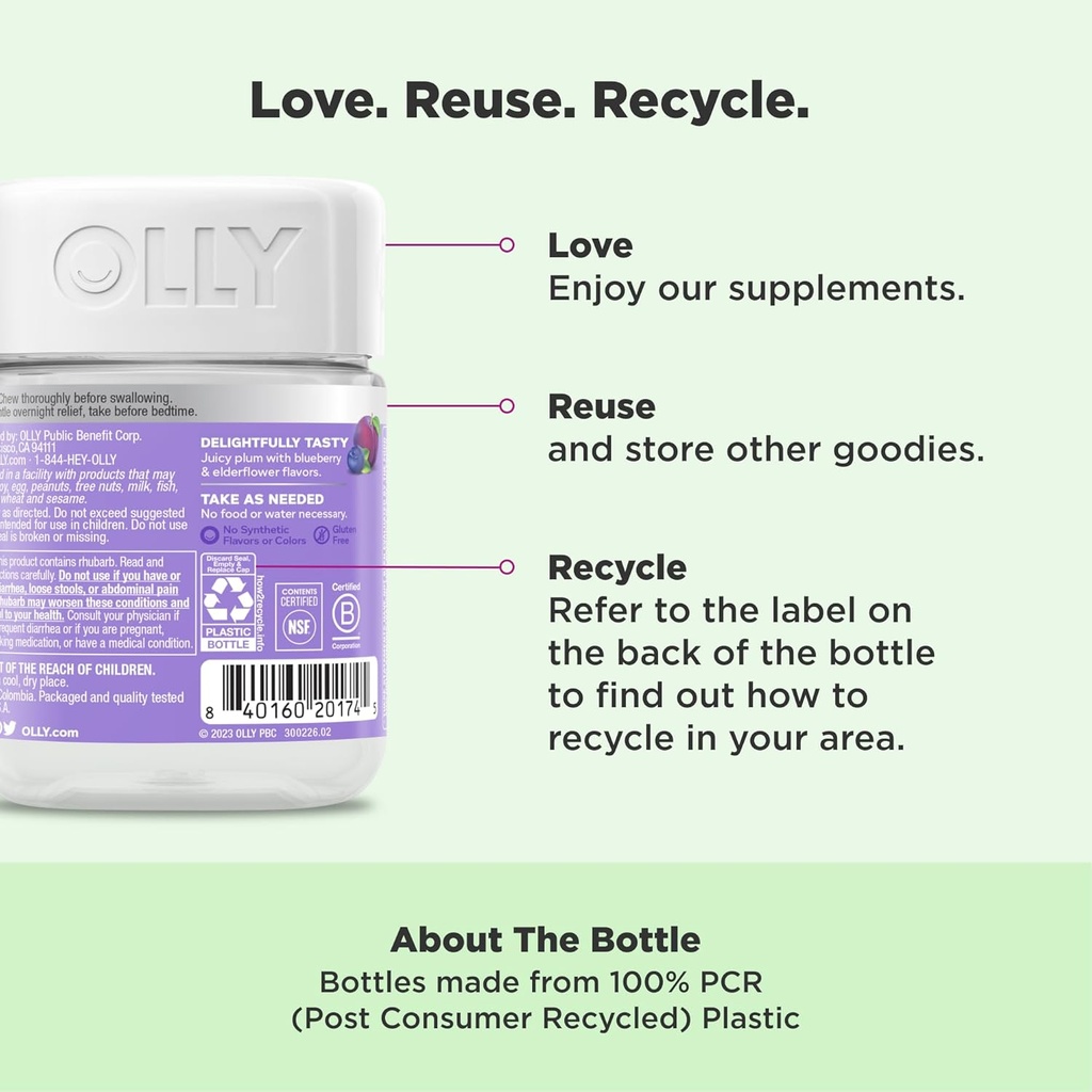 OLLY Keep it Moving Constipation Relief, Rhubarb, Prunes, Amla - Plum Berry Flavor - 30ct 5