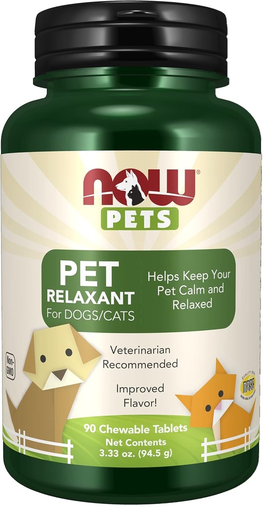 NOW Pet Health, Pet Relaxant Supplement, Formulated for Cats & Dogs, NASC Certified, 90 Chewable Tablets 2
