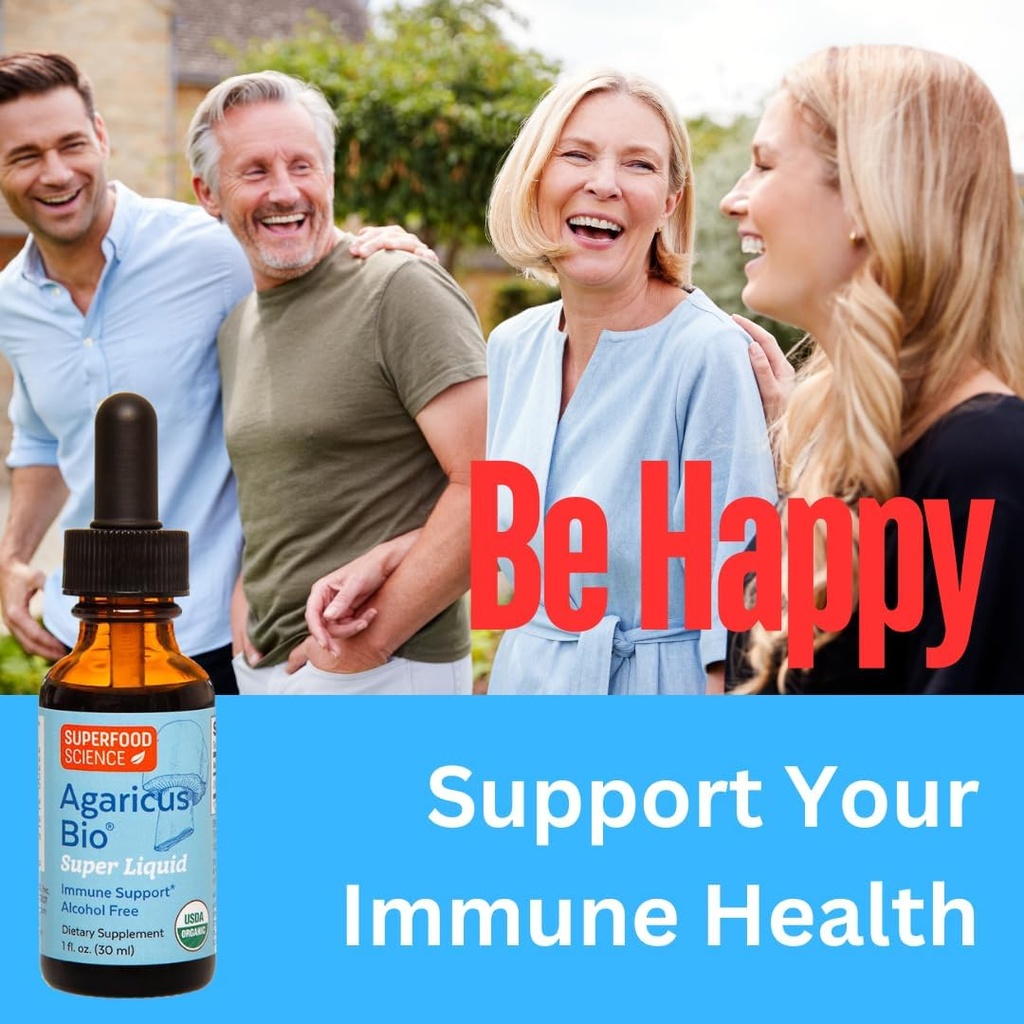 Agaricus Bio Super Liquid, Natural Killer Cell Activity, Organic Mushroom Extract, Agaricus Blazei Murill Mushroom, Tincture Drops with High Beta Glucans, Liver and Immune Support Supplement, 30 ml 3