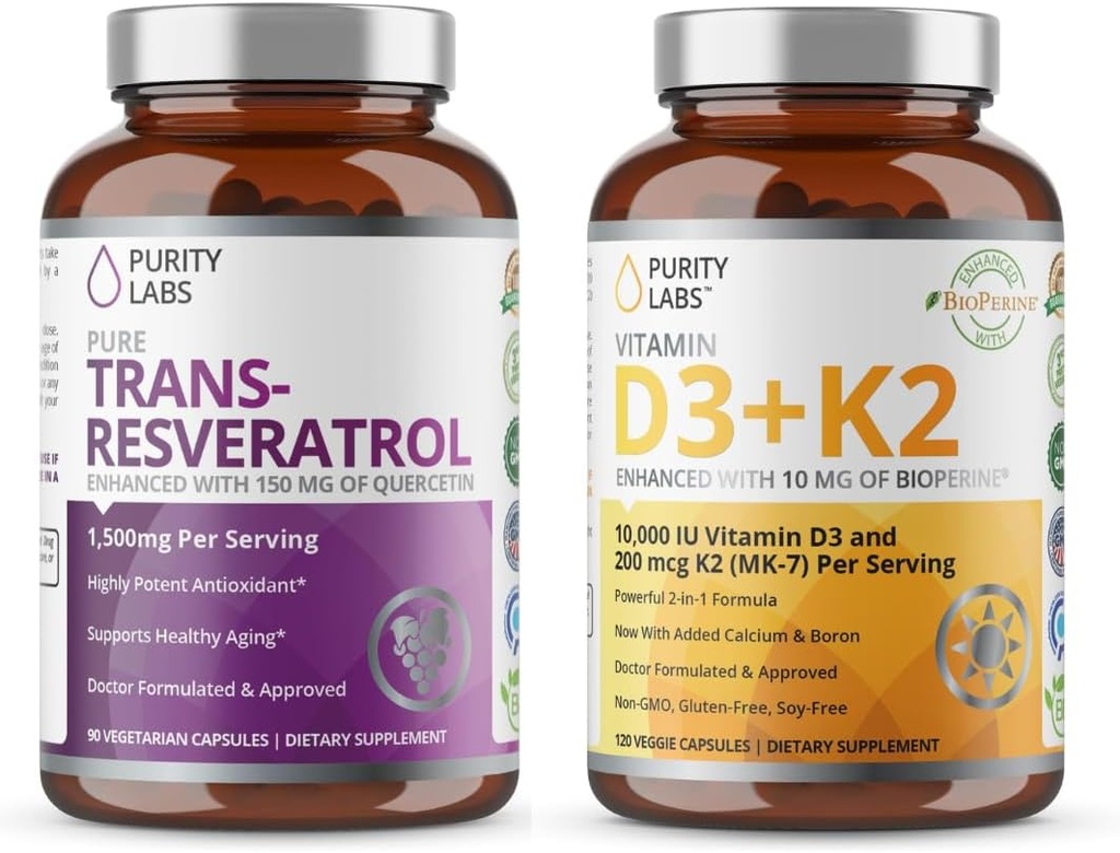 Purity Labs Vitamin D3 K2 & Pure Trans-Resveratrol Supplement 2