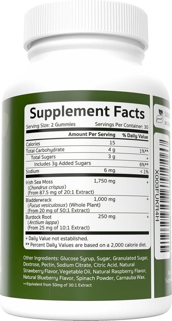 Jiva Botanicals - Irish Sea Moss Gummies with Bladderwrack & Burdock Root 3000mg - Immune System Support for Adults - 60 Count 4