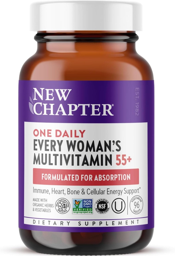New Chapter Women's Multivitamin 50 Plus for Cellular Energy, Heart & Immune Support with 20+ Nutrients + Astaxanthin - Every Woman's One Daily 55+, Gentle on The Stomach, 96 Count 2