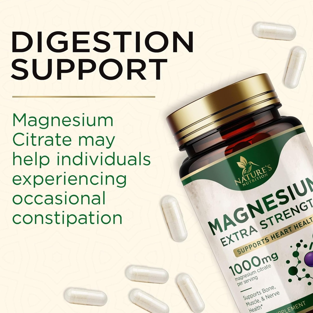 Magnesium Mineral Supplement 1000 mg - High Potency Magnesium Citrate for Bone, Heart Health, Nerves & Muscle Support, Nature's Magnesium Complex for Whole Body Support, Bottled in USA - 120 Capsules 6