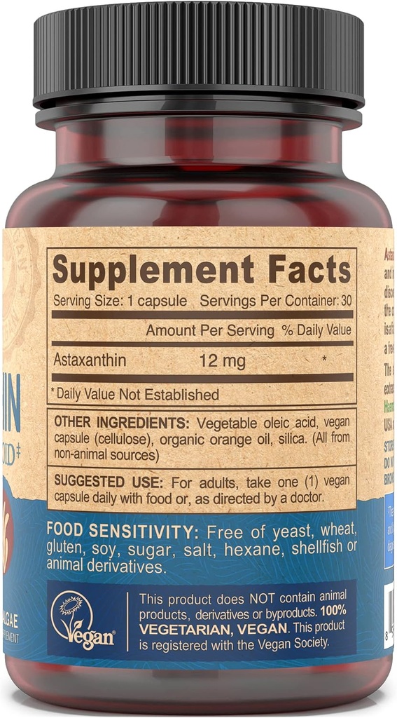DEVA Nutrition Vitamins Astaxanthin 12mg, Vegan, Made from Haematococcus Pluvialis Microalgae, 30 Capsules, 1-Pack 4