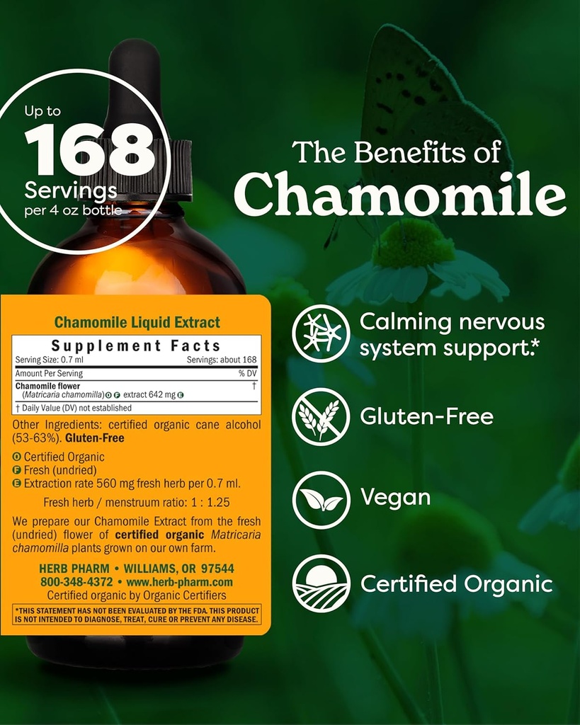 Herb Pharm Certified Organic Chamomile Liquid Extract for Calming Nervous System Support - 4 Ounce 3