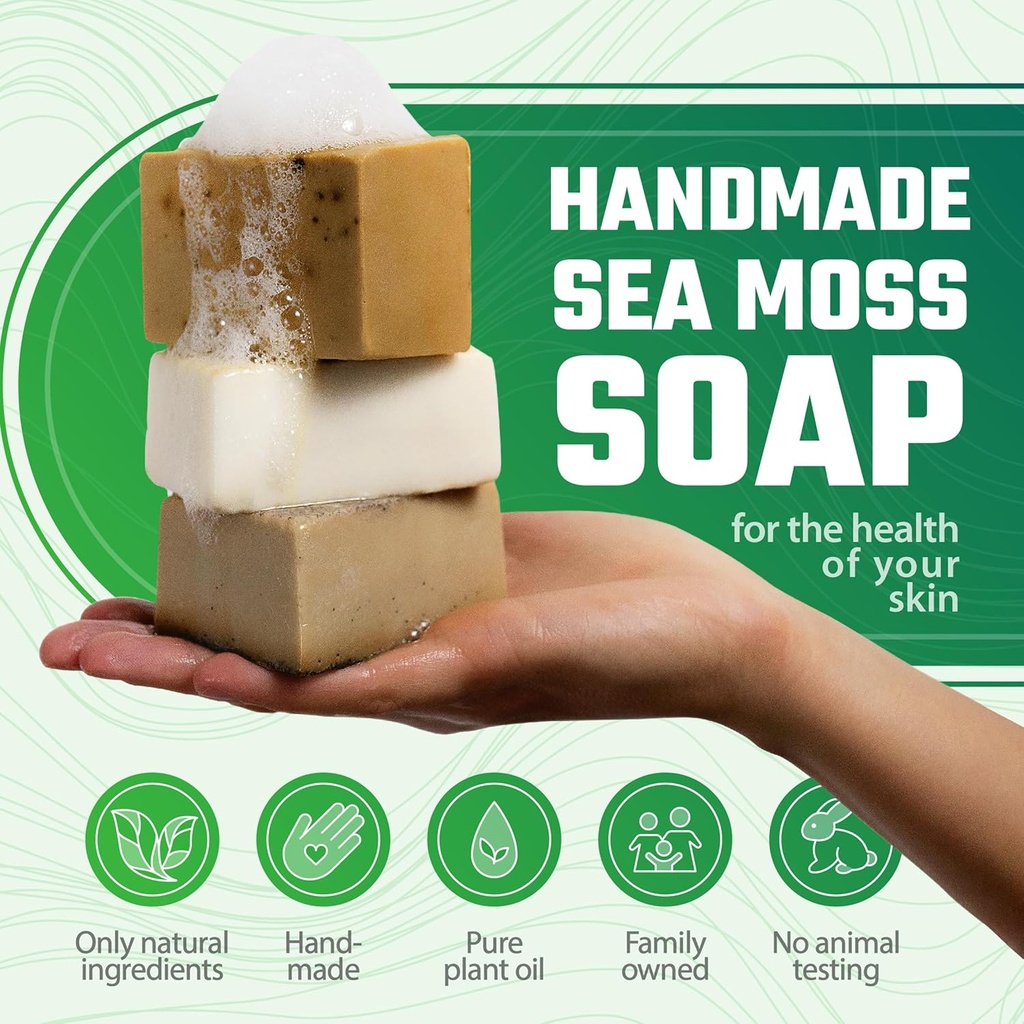 Sea Moss Soap Green Tea Matcha & Aloe Bergamot & Strawberry Sea Moss Gel 3