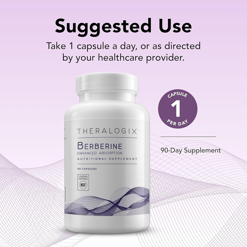 Theralogix Berberine Enhanced Absorption - 90-Day Supply - Made with Berberine Phytosome to Help Support Healthy Metabolism & Hormone Balance* - NSF Certified - 90 Capsules 5