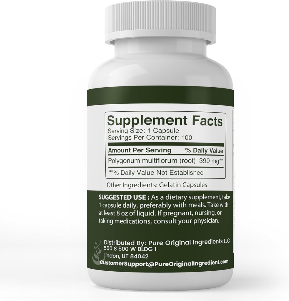 Pure Original Ingredients Fo-Ti (He Shou Wu), (100 Capsules) Always Pure, No Additives Or Fillers, Lab Verified 5