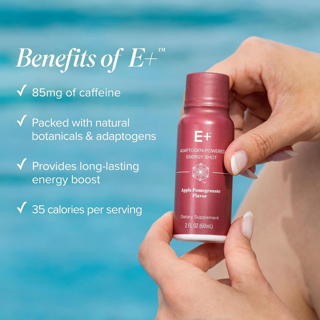 Isagenix E+ - Liquid Energy Shot with Plant-Based Caffeine & Adaptogenic Botanical Blend - Support Endurance with Flavored Energy Shot - Apple Pomegranate - 2 Oz Bottles (6 Pack) 5