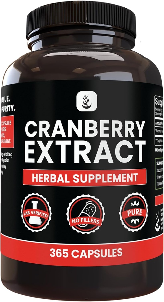 PURE ORIGINAL INGREDIENTS Cranberry Extract (365 Capsules) No Magnesium Or Rice Fillers, Always Pure, Lab Verified 2