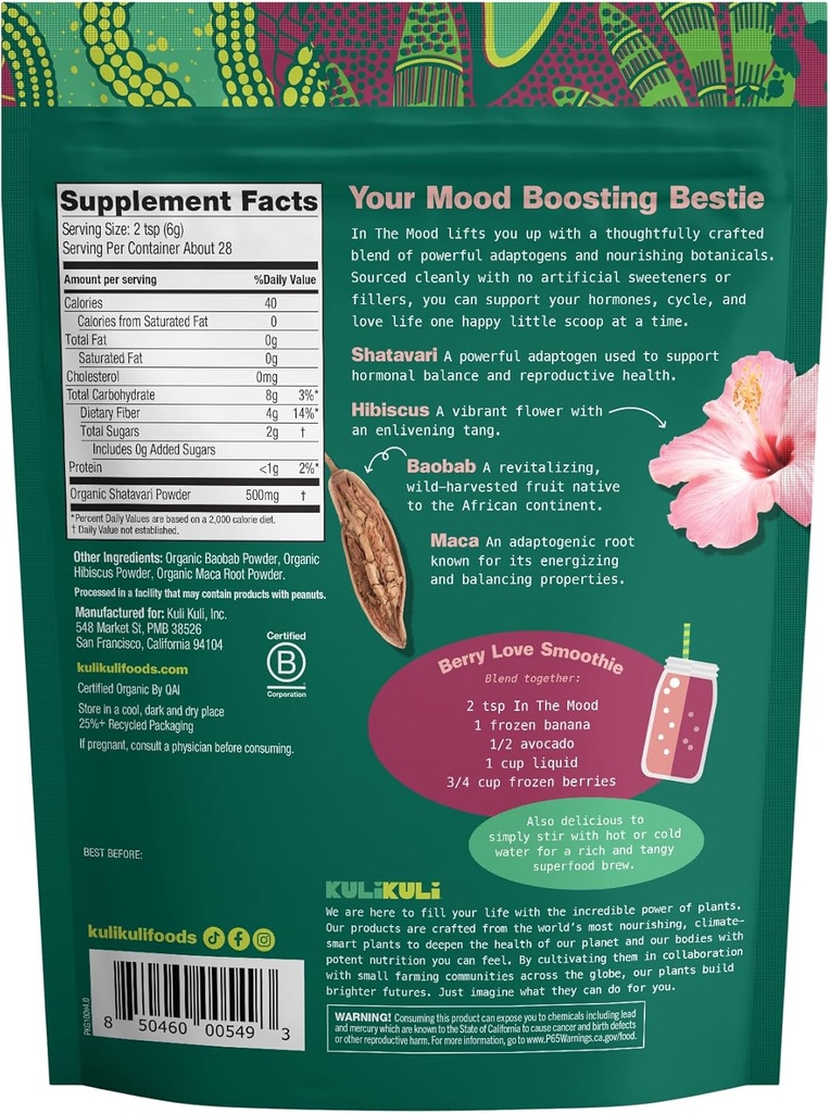 Kuli Kuli Mood Magic 6 oz Organic Uplifting Superfood Powder - Powerful Blend of Maca, Baobab, Hibiscus, and Cinnamon - Superfood powder blend for Mood, Stress Reduction, Cognitive Function 3