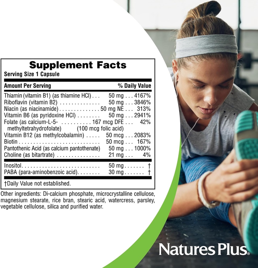 Natures Plus Super B50-90 Vegetarian Capsules - High Potency B Complex Vitamin Supplement - Brain & Energy Booster - Gluten-Free - 90 Servings 6