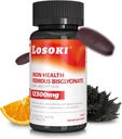 Losoki Iron Bisglycinate 20 mg with Vitamin C, B12 American Ginseng & Probiotics, Gentle on The Stomach， Supports Energy & Iron Deficiency - Non GMO, 60 Tablets 2